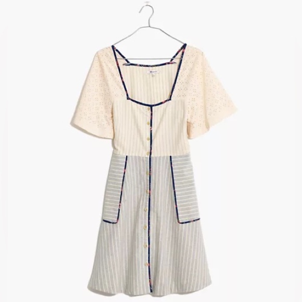 Madewell x The New Denim Project® Patchwork Square-Neck Dress